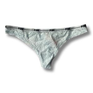 PINK Victoria’s Secret light blue, lace thong (M)
